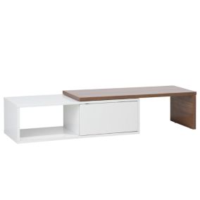 Meuble TV blanc et marron de style moderne YONKERS