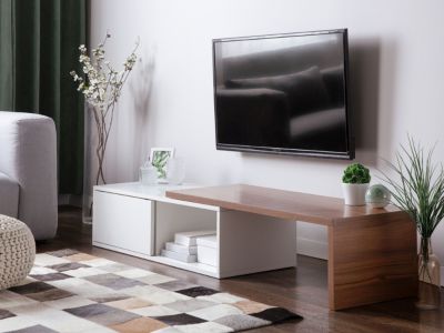 Meuble TV blanc et marron de style moderne YONKERS