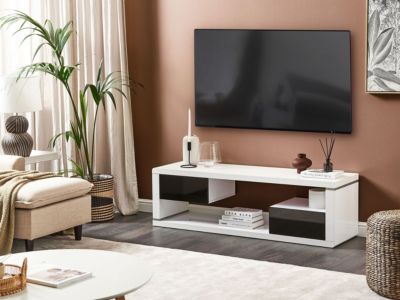 Meuble TV blanc et noir SPOKAN