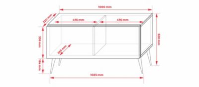 Meuble TV : Blanc Mat/Blanc Brillant, Pieds Chromés, 100 x 52 x 32 cm