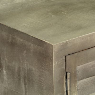 Meuble TV Bois solide de manguier Gris avec laiton 110x30x48 cm - Prolenta Premium