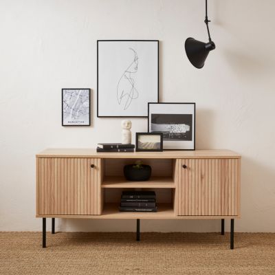 Meuble TV. Braga. deux portes. deux niches. une étagère.  L 120 x l 39 x H 56.2cm