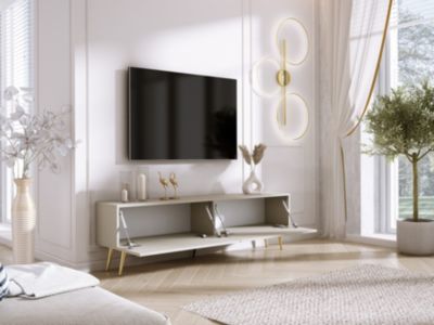 Meuble TV : Cachemire, Pieds Dorés, 170 X 52 X 32 Cm