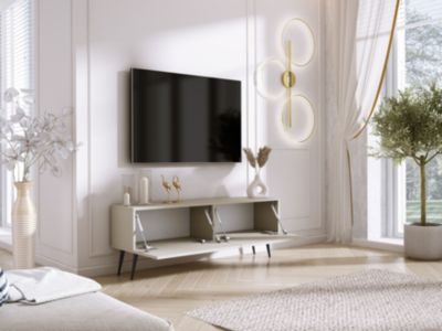 Meuble TV : Cachemire, Pieds Noirs, 140 x 52 x 32 cm