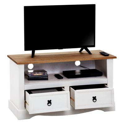 Console Campo Style Mexicain IDIMEX - Pin Massif, 3 Tiroirs, Finition Blanche