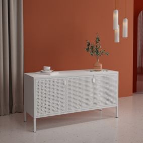 Meuble TV Castelli acier 114 x 40 x 60 cm blanc en.casa