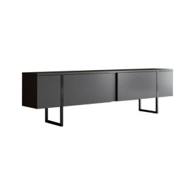 Meuble TV Centaurus, Buffet de salon, Armoire basse pour TV, Base murale de rangement, 180x30h50 cm, Anthracite et Noir