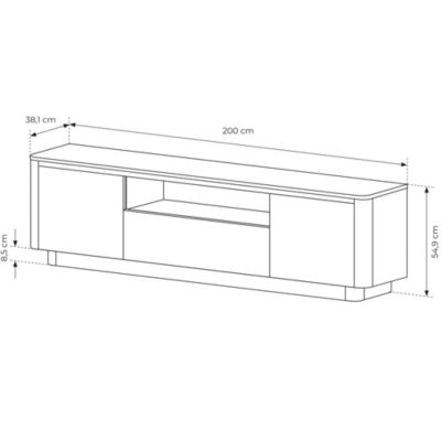 Meuble TV, chêne crémone, 200 x 54,9 x 38,1 cm