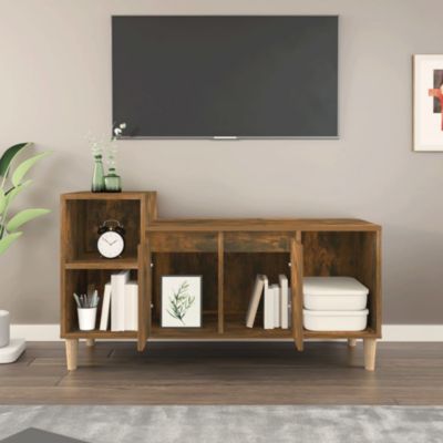 Meuble TV Chêne fumé 100x35x55 cm Bois d'ingénierie - Prolenta Premium