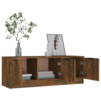 Meuble TV Chêne fumé 102x35x36,5 cm Bois d'ingénierie - Prolenta Premium