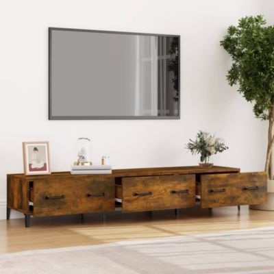 Meuble TV Chêne fumé 150x34,5x30 cm Bois d'ingénierie - Prolenta Premium