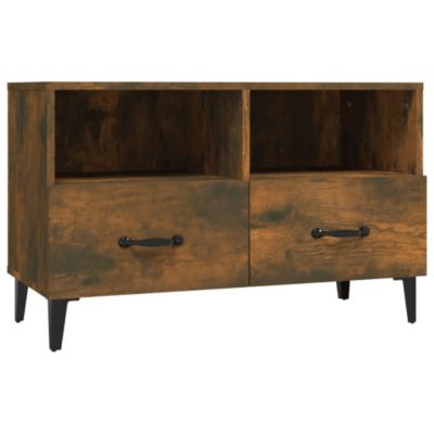 Meuble TV Chêne fumé 80x36x50 cm Bois d'ingénierie - Prolenta Premium