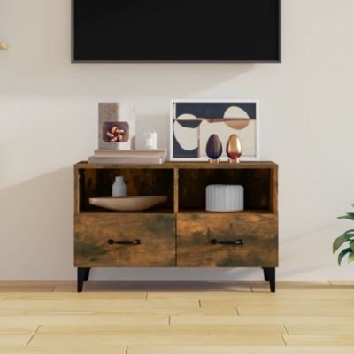Meuble TV Chêne fumé 80x36x50 cm Bois d'ingénierie - Prolenta Premium