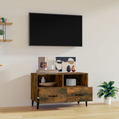 Meuble TV Chêne fumé 80x36x50 cm Bois d'ingénierie - Prolenta Premium