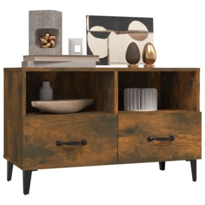 Meuble TV Chêne fumé 80x36x50 cm Bois d'ingénierie - Prolenta Premium