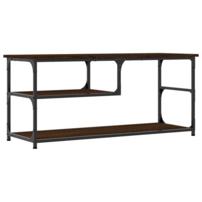 Meuble TV chêne marron 103x38x46,5cm bois d'ingénierie et acier - Prolenta Premium