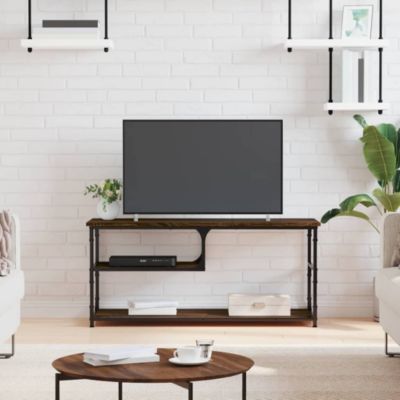 Meuble TV chêne marron 103x38x46,5cm bois d'ingénierie et acier - Prolenta Premium