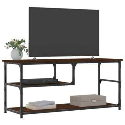 Meuble TV chêne marron 103x38x46,5cm bois d'ingénierie et acier - Prolenta Premium