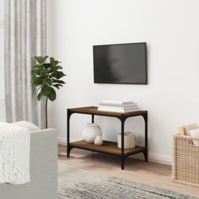 Meuble TV Chêne marron 60x33x41 cm Bois d'ingénierie et acier - Prolenta Premium