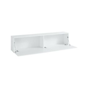 Meuble TV Christian, Buffet bas de salon, Base pour meuble TV, 100% Made in Italy, 180x30h40 cm, Blanc brillant