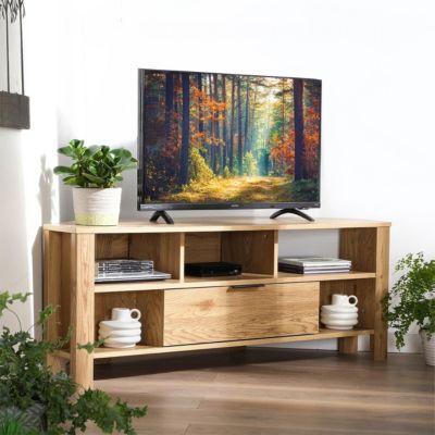 Meuble TV d'Angle 1 Tiroir Décor Chêne - L120 cm