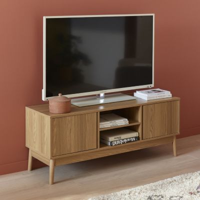 Meuble TV décor bois 2 portes L 120 x l 39 H 48cm - Dune