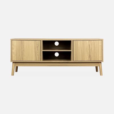 Meuble TV décor bois 2 portes L 120 x l 39 H 48cm - Dune