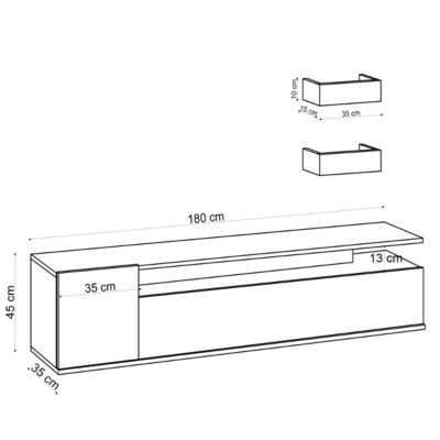 Meuble TV décor chêne L180 cm - ALIKA