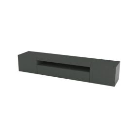 Meuble TV Dafrim, Buffet bas de salon avec 3 portes, Base pour meuble TV, 200x40h37 cm, Anthracite Brillant, avec lumière LED