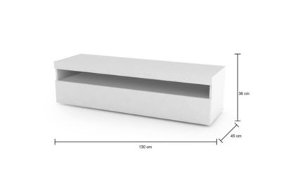 Meuble TV Daniele, Buffet bas de salon, Base pour meuble TV, 100% Made in Italy, 130x45h36 cm, Blanc brillant