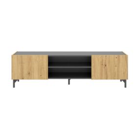 Meuble TV Dcod, Buffet bas de salon, Buffet de salon pour télévision, 161x35h45 cm, Chêne noué et Anthracite