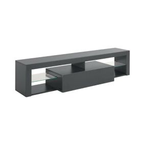 Meuble TV Dcompagno, Base de Meuble TV, Buffet bas de salon avec 1 porte, 100% Made in Italy, 160x40h35 cm, Anthracite