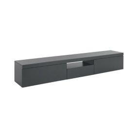 Meuble TV Dcoppolin, Buffet bas de salon avec 3 portes, Base meuble TV, 220x40h35 cm, Anthracite