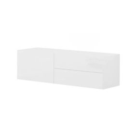 Meuble TV Ddevri, Buffet bas de salon, Base pour meuble TV, 100% Made in Italy, 110x40h35 cm, Blanc brillant