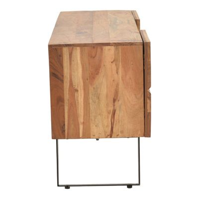 meuble tv dervie bois d'acacia massif naturel 130x43,5x66,5 cm