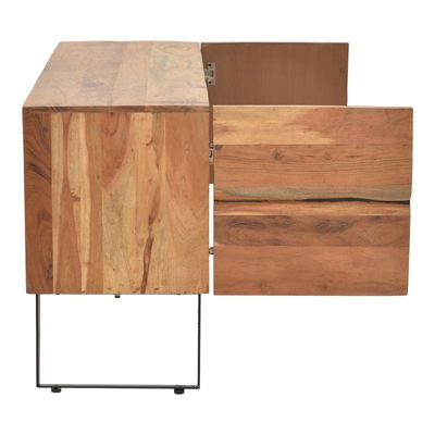 meuble tv dervie bois d'acacia massif naturel 130x43,5x66,5 cm