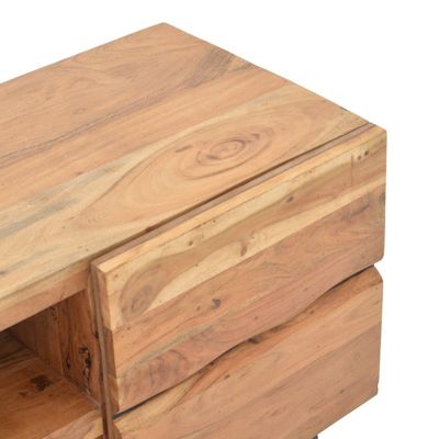 meuble tv dervie bois d'acacia massif naturel 130x43,5x66,5 cm