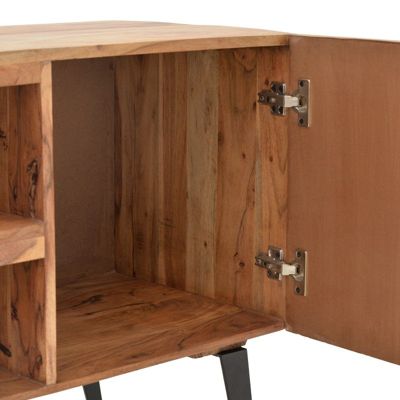 meuble tv dervie bois d'acacia massif naturel 130x43,5x66,5 cm