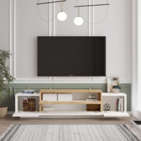 Meuble TV design blanc et bois 160 cm MELO