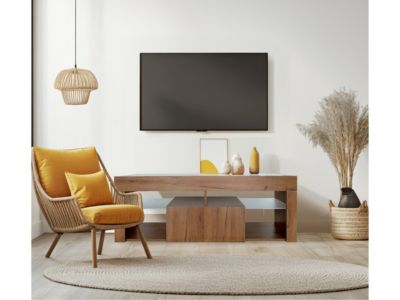 Meuble TV design bois "Hugo"  140 x 40 x 50 cm  Marron