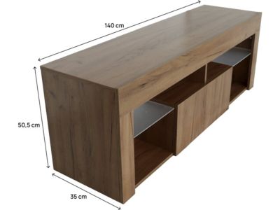 Meuble TV design bois "Hugo"  140 x 40 x 50 cm  Marron