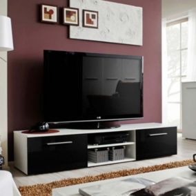 Meuble TV Design "Bono II" 180cm Noir & Blanc