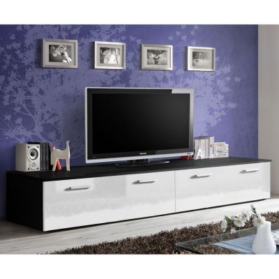 Meuble TV Design "Duo" 200cm Blanc & Noir