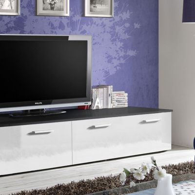 Meuble TV Design "Duo" 200cm Blanc & Noir