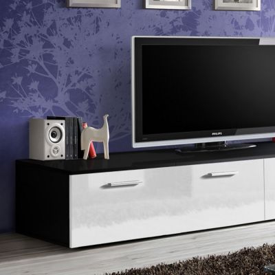 Meuble TV Design "Duo" 200cm Blanc & Noir
