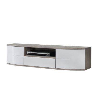 Meuble TV Design "Ontario" 150cm Blanc & Chêne