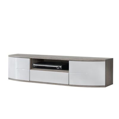 Meuble TV Design "Ontario" 150cm Blanc & Chêne