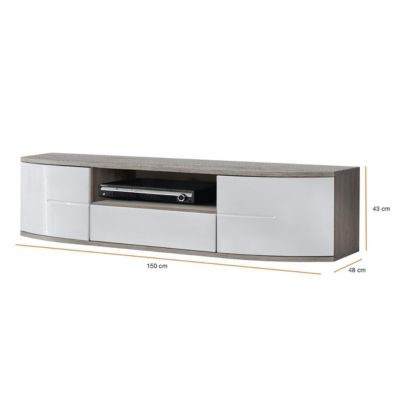 Meuble TV Design "Ontario" 150cm Blanc & Chêne