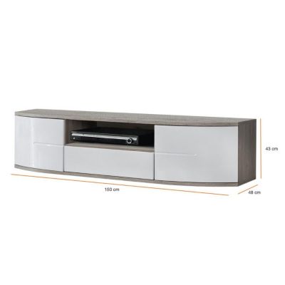 Meuble TV Design "Ontario" 150cm Blanc & Chêne
