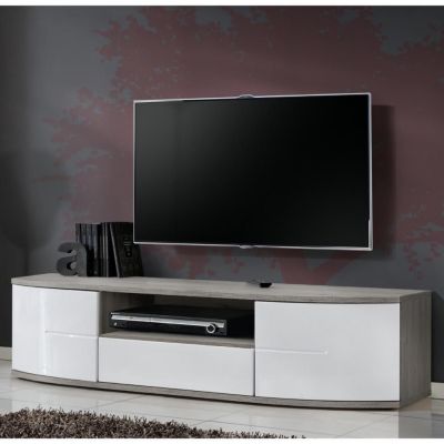 Meuble TV Design "Ontario" 150cm Blanc & Chêne